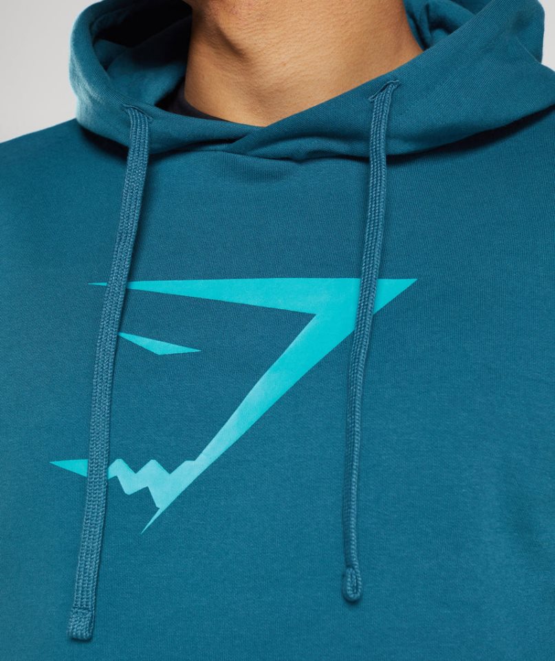 Men's Gymshark Sharkhead Infill Hoodie Blue | NZ 9YFULD